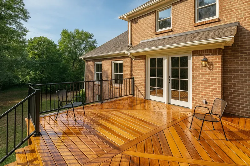 Nashville deck with herringbone stain pattern — professional deck restoration by Alan Robinson