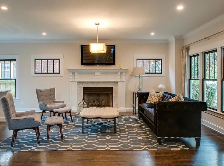 Nashville living room with fireplace and fresh paint